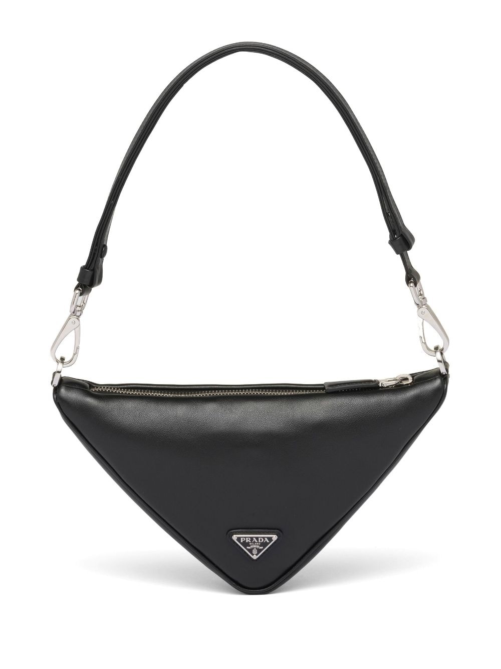 Shop Prada Triangle Leather Mini Bag In Schwarz