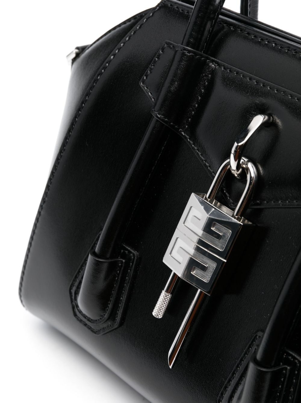 Shop Givenchy Antigona Lock Leather Bag In Black