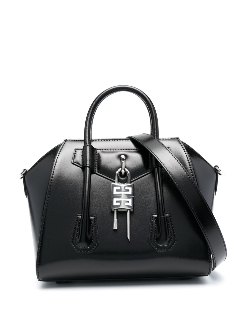 Givenchy Antigona Lock Leather Bag In Black