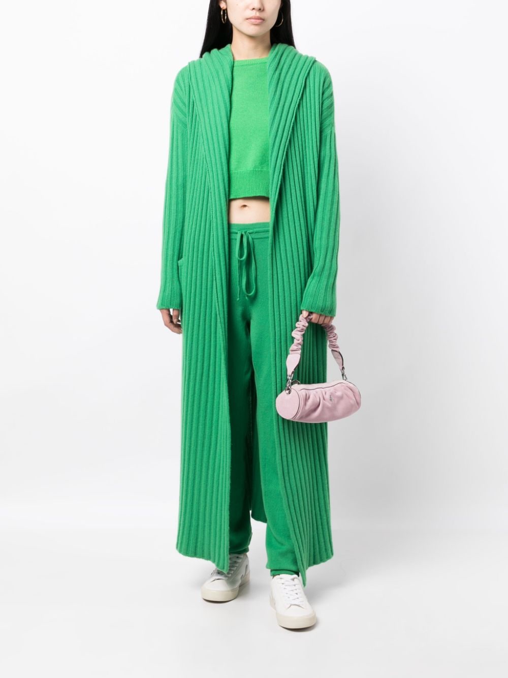Shop Teddy Cashmere Amalfi Rib-knit Cashmere Cardigan In Green