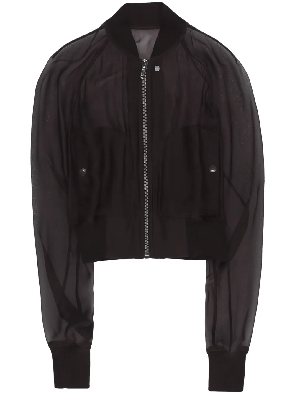 Rick Owens Cropped Silk-chiffon Bomber Jacket In Black