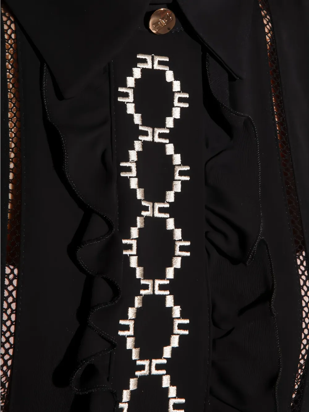 Elisabetta Franchi Ruffled Embroidered Blouse In Black