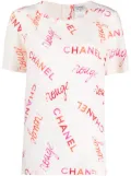 CHANEL Pre-Owned 1996 logo-print silk T-shirt - Neutrals