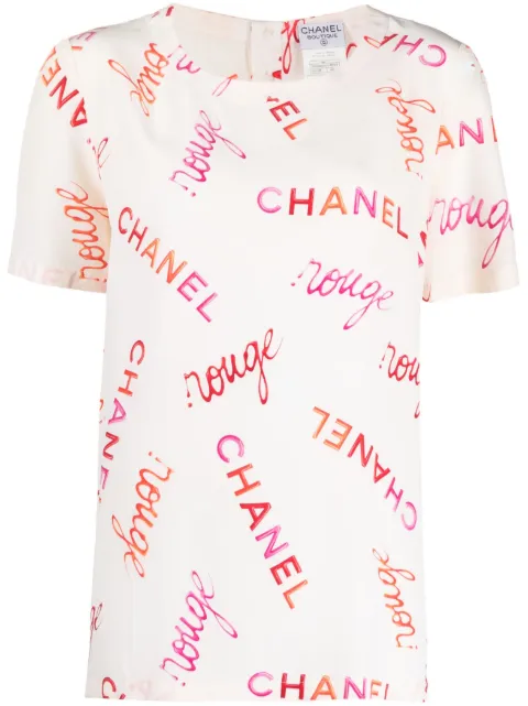 CHANEL 1996 logo-print silk T-shirt Women