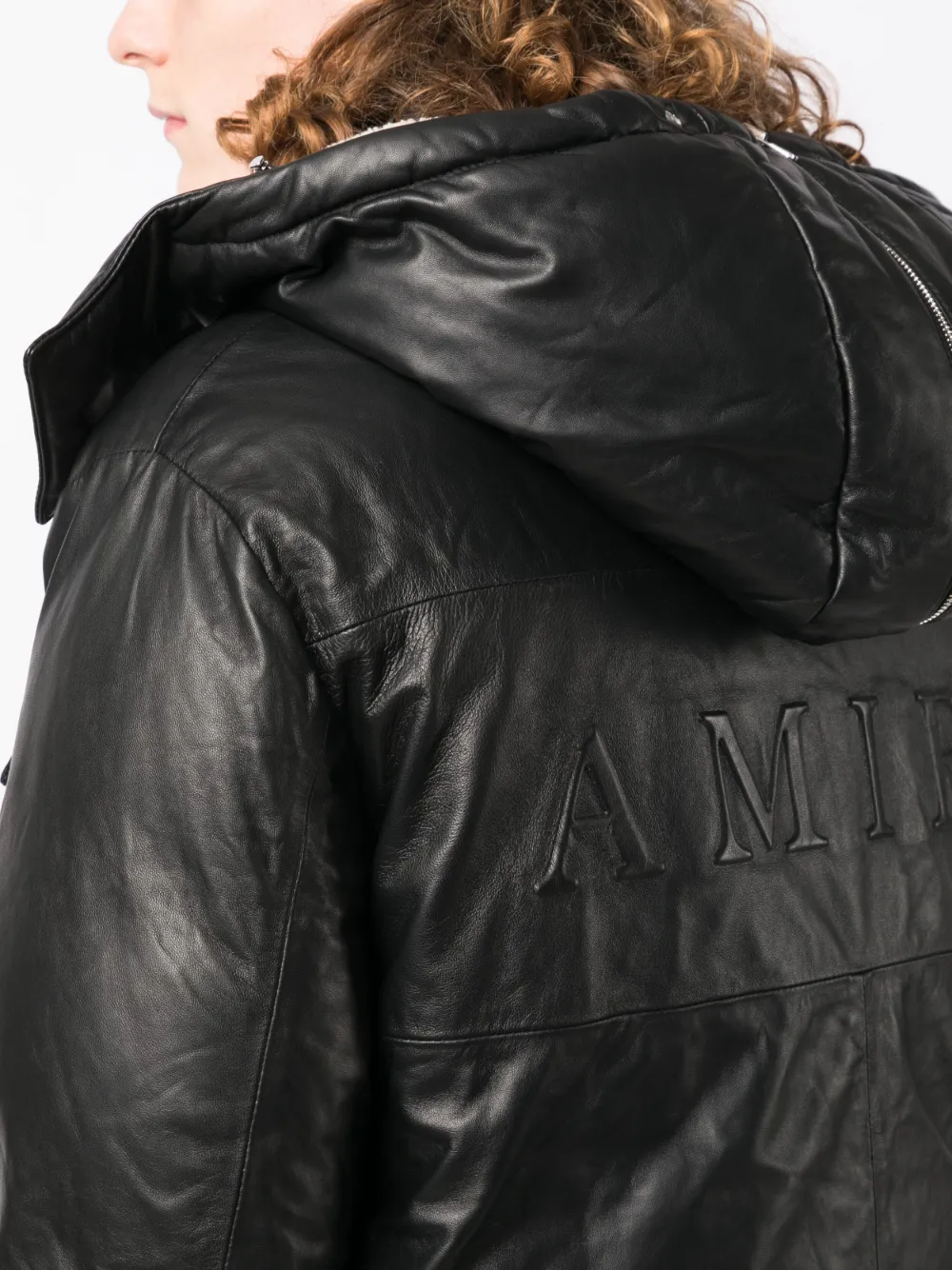 Amiri Man Down Jacket Black Size L Ovine Leather In 1