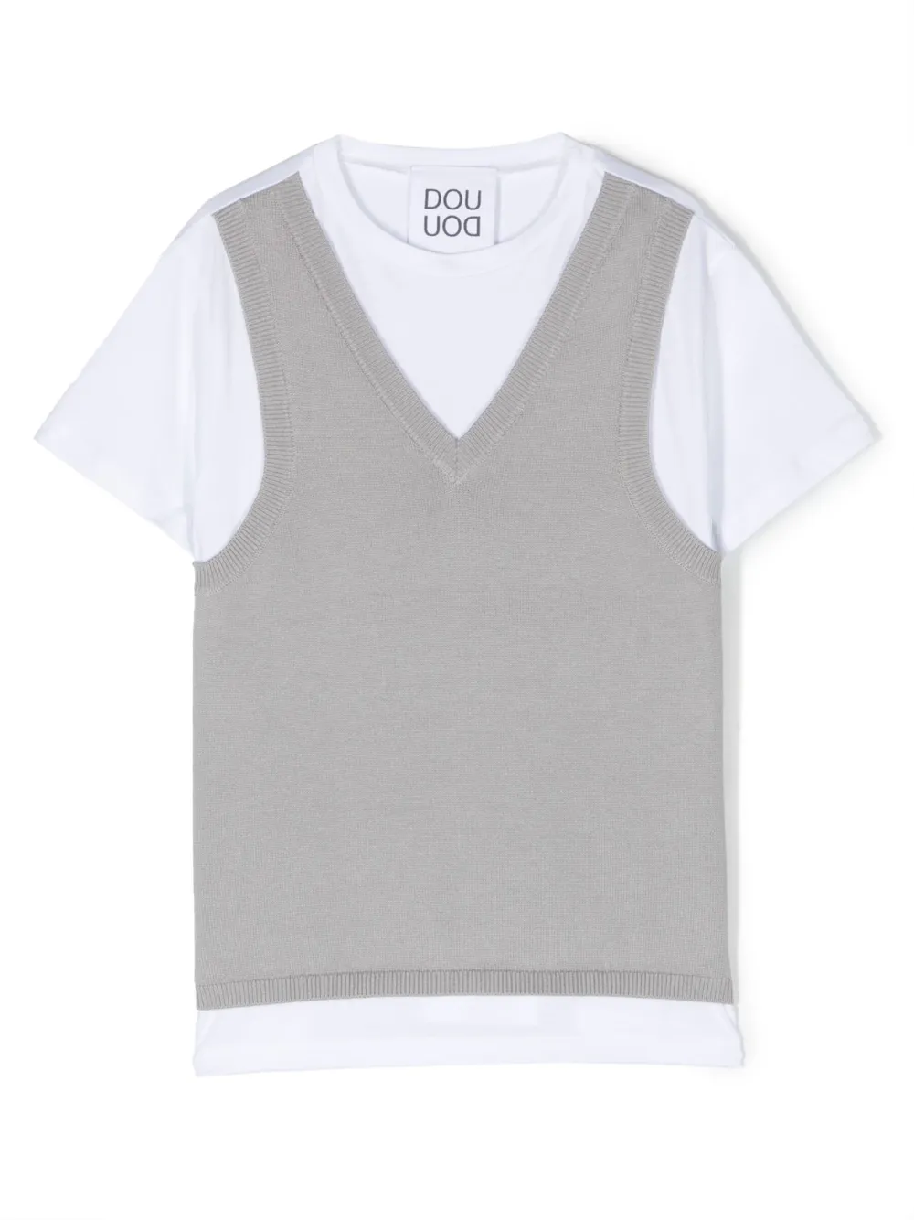 Douuod Kids' Layered Cotton T-shirt In White