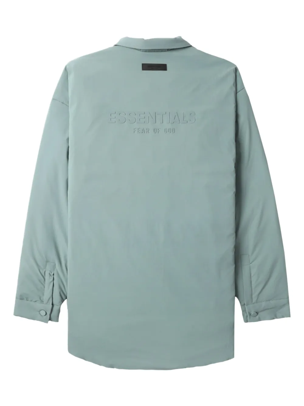 FEAR OF GOD ESSENTIALS logo-embossed zip-up Shirt Jacket | Blue ...