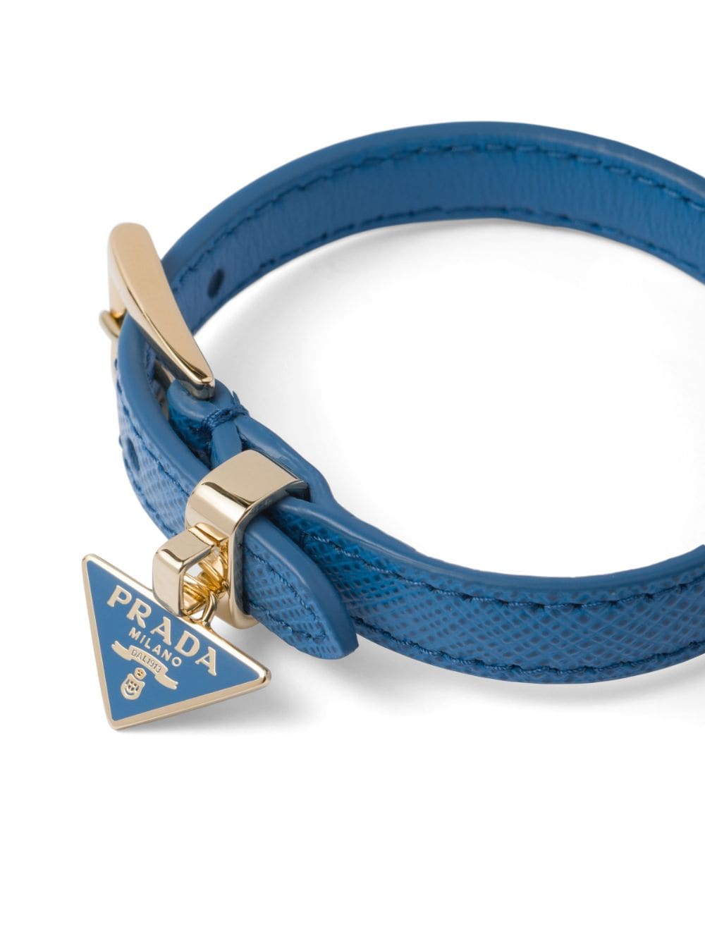Shop Prada Saffiano Leather Bracelet In Blau