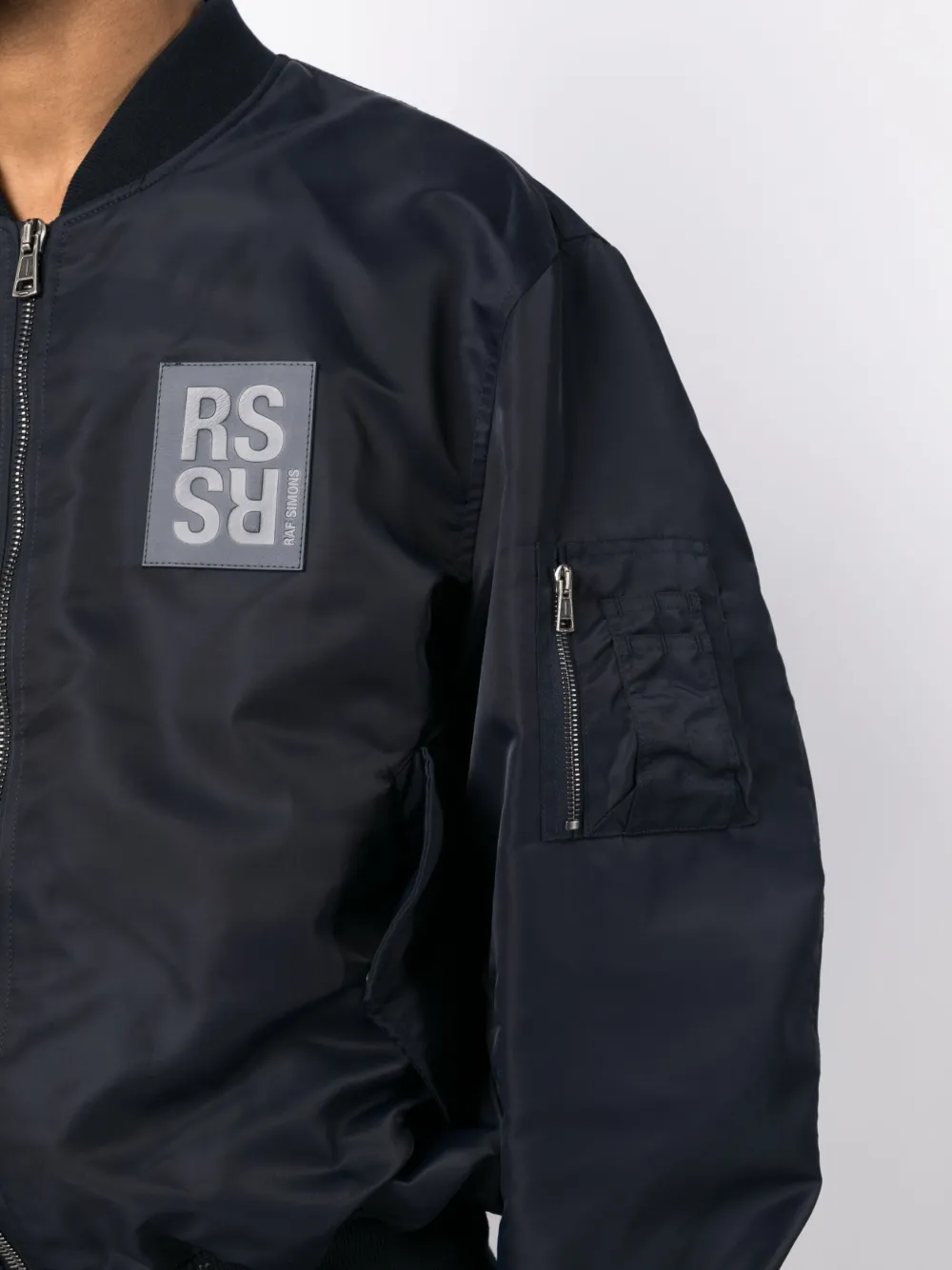 Shop Raf Simons Logo-patch Bomber Jacket In Blue