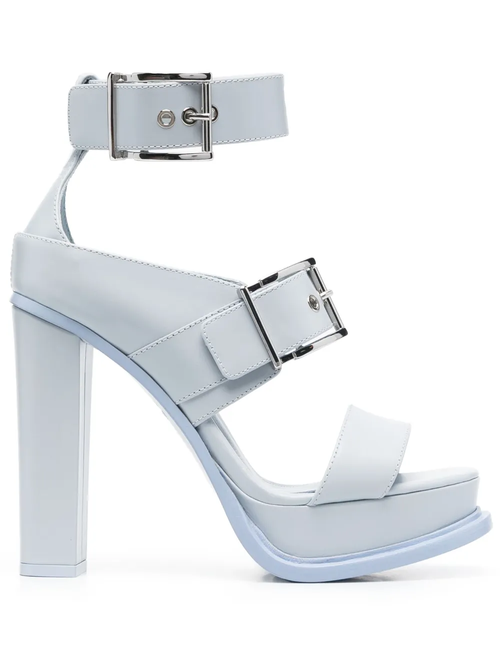 Alexander Mcqueen 120mm Open-toe Leather Sandals In Blau