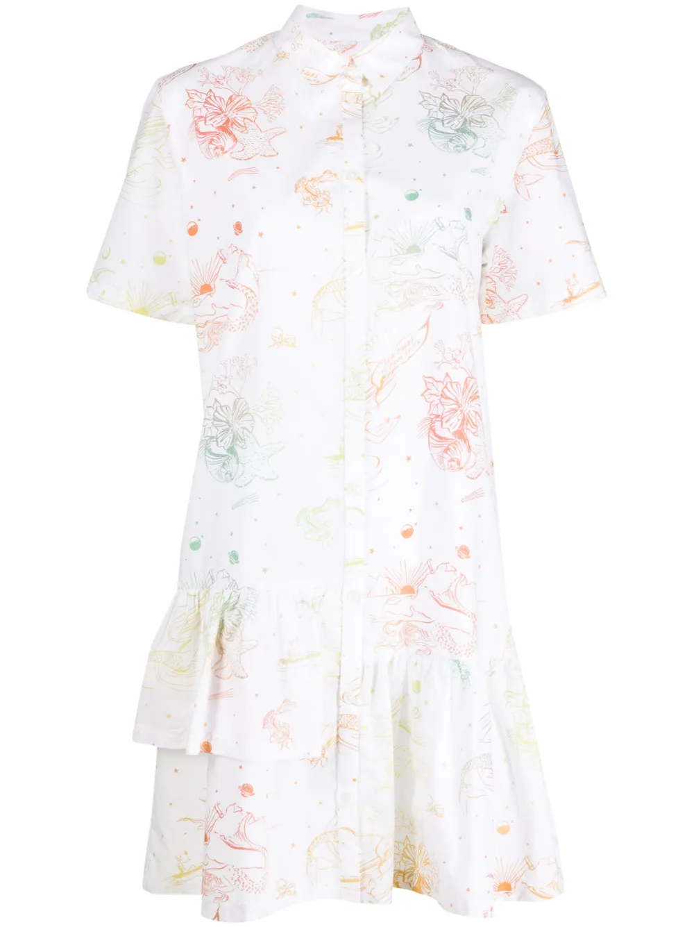 PS Paul Smith sea life-print short-sleeve cotton shirtdress - White