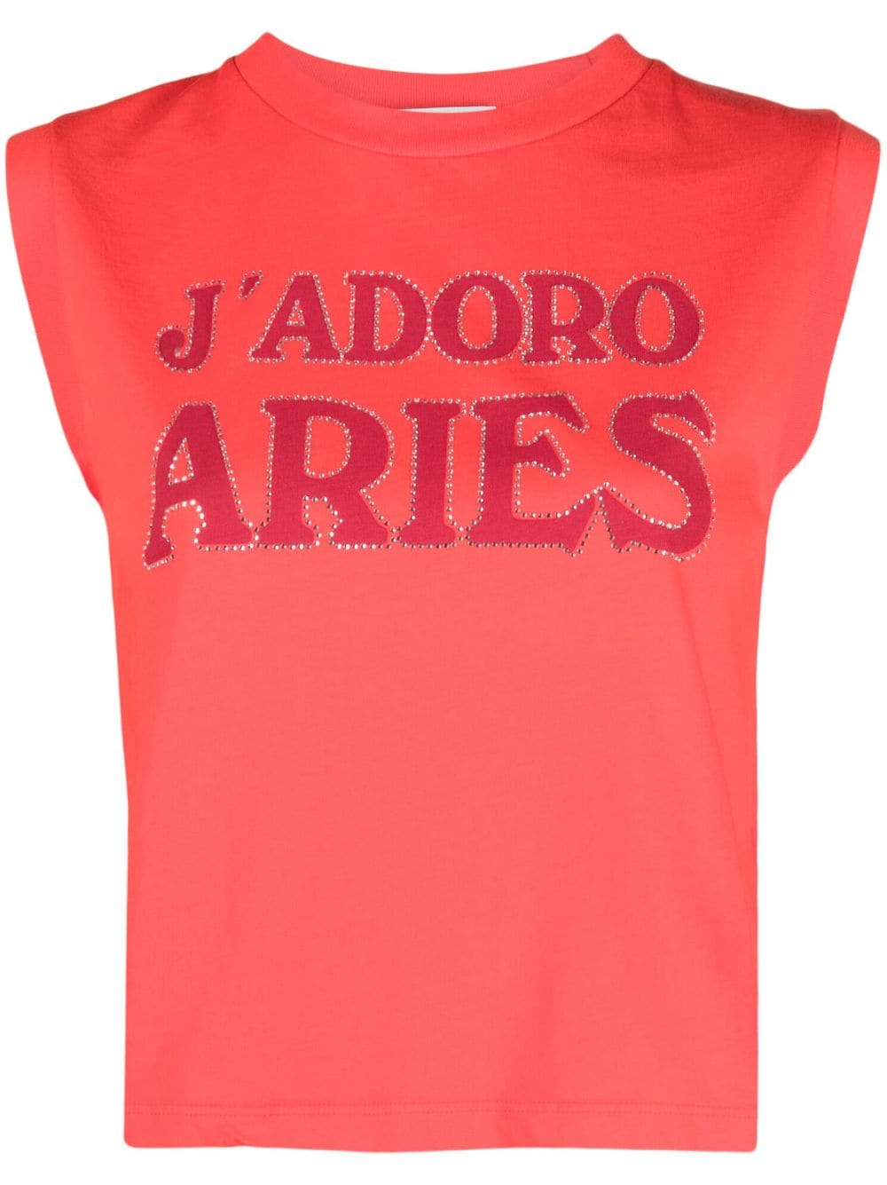 Aries Crystal-embellished-logo Tank Top In Red