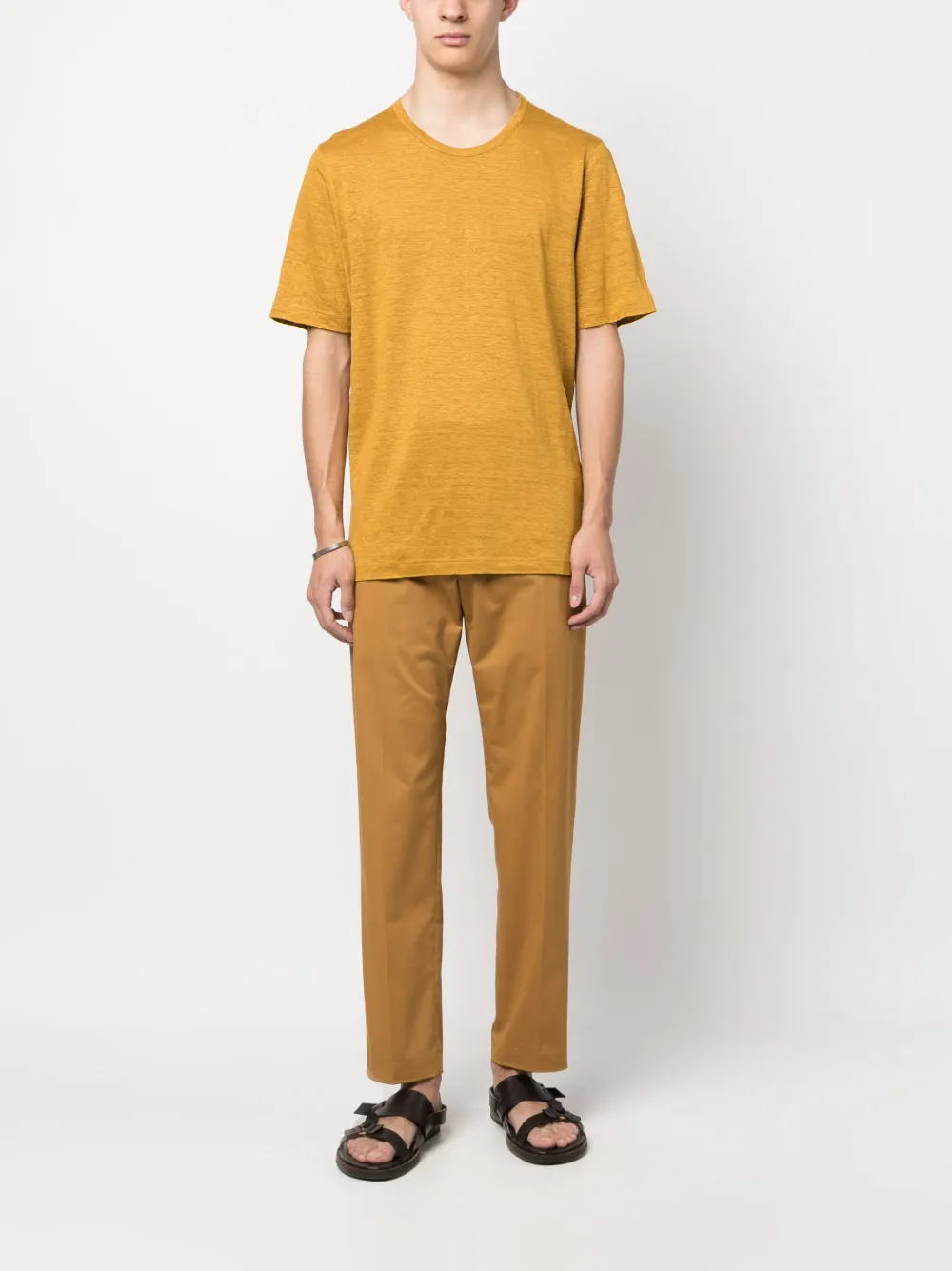 Lardini short-sleeved linen T-shirt - Geel
