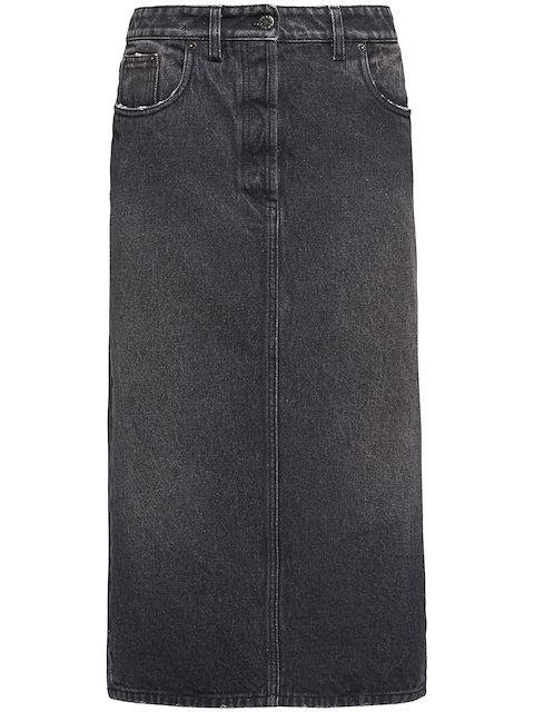 Prada mid-rise denim midi skirt