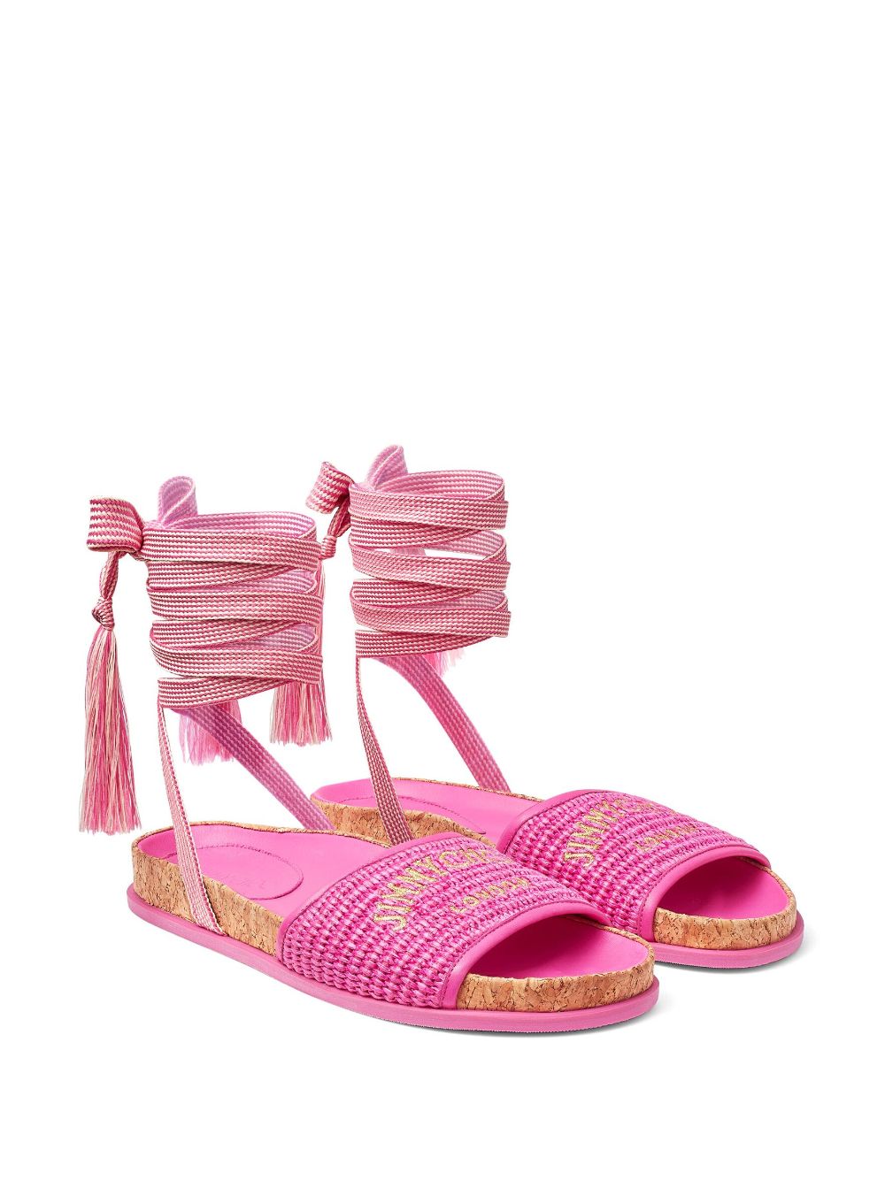 Shop Jimmy Choo Gal Flat Wrap-around Sandals In Pink