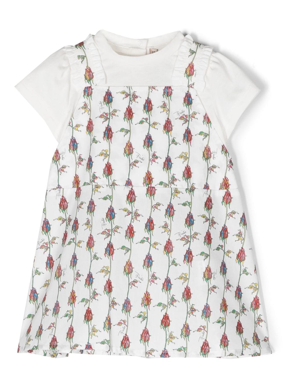 Pucci Junior Babies' Rose-print Cotton Dress In White