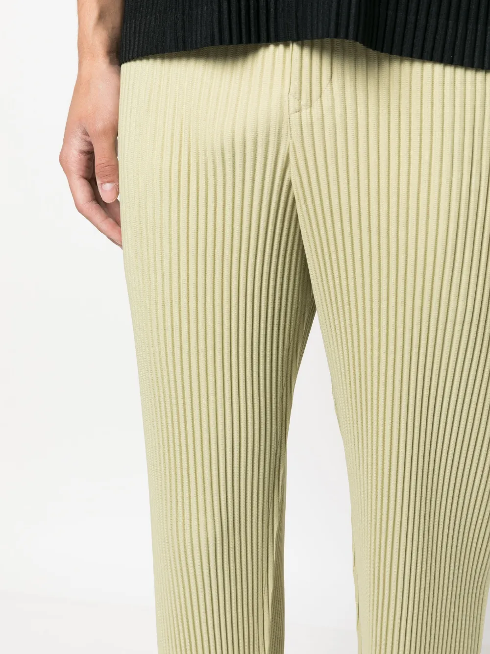 Issey Miyake Pistachio Green Polyester Wide-leg Pant In Black