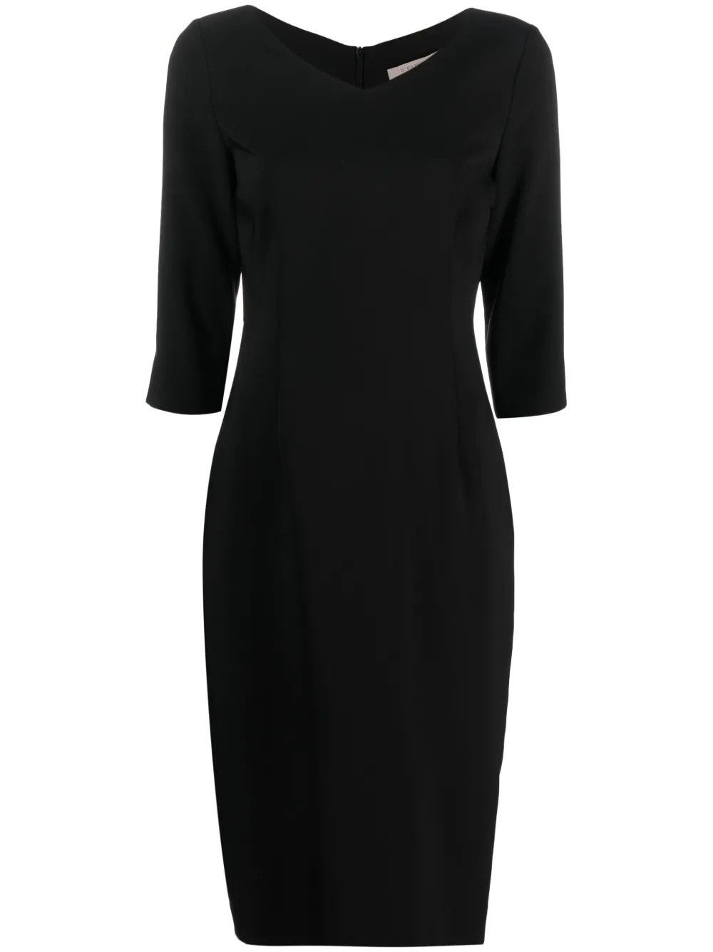 D.Exterior half-sleeve fitted dress - Black