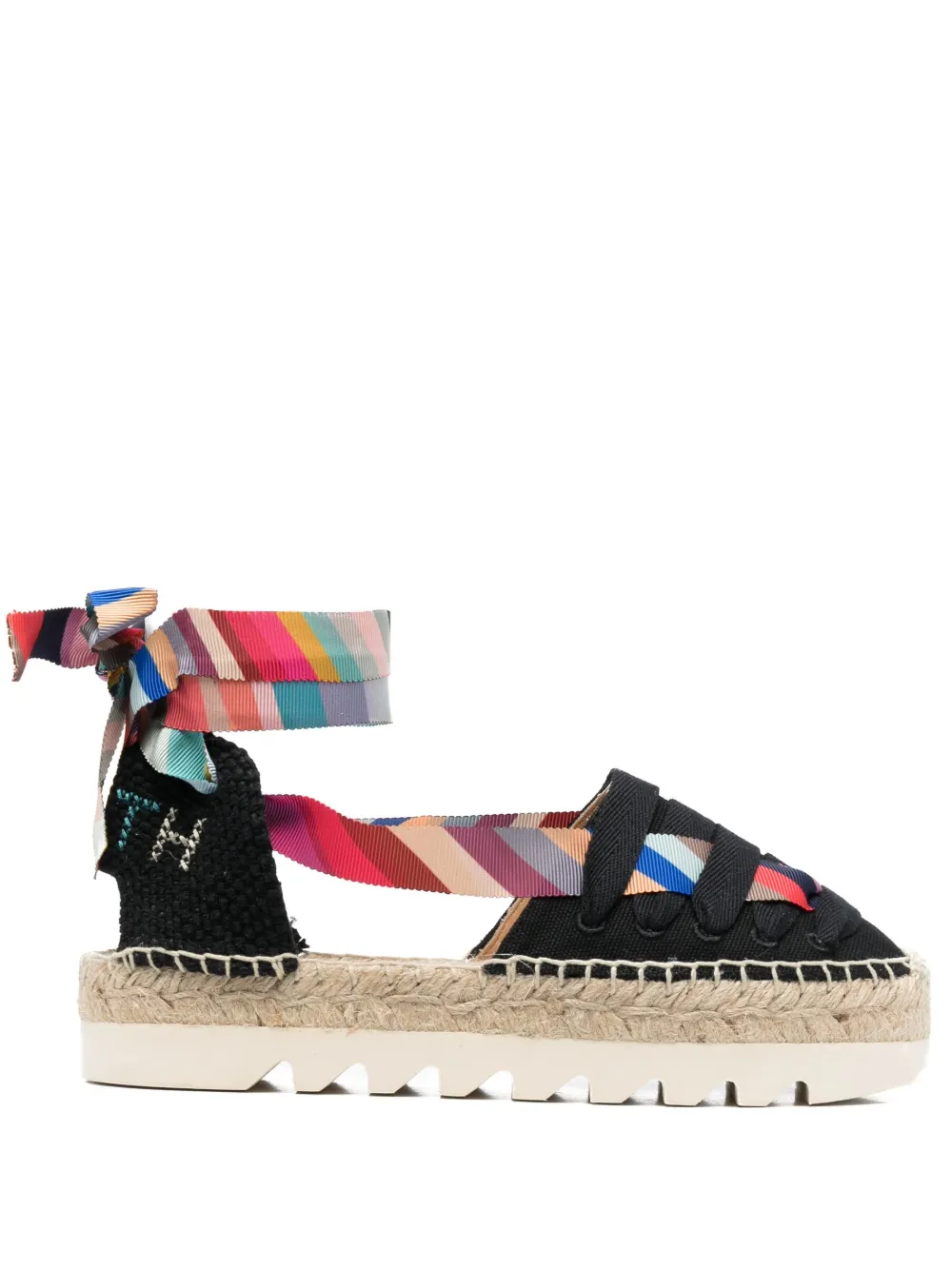 Paul Smith ribbon-detailing logo-embroidered espadrilles - Black