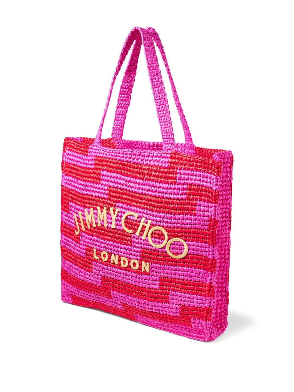 Shop Jimmy Choo Woven Logo Tote In Pink