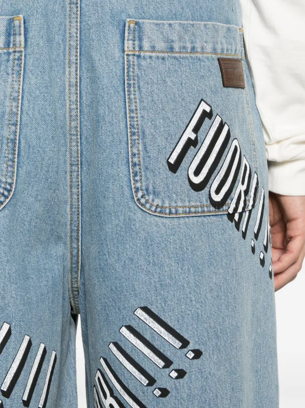 Gucci Fuori Slogan Denim Overalls | Blue | FARFETCH GE