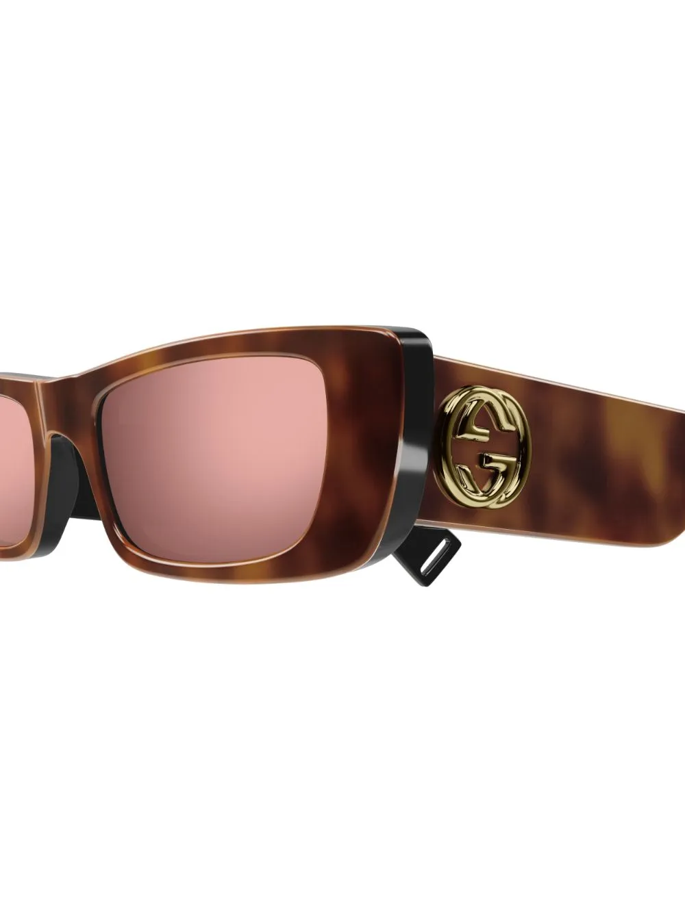 Shop Gucci Interlocking G Rectangle-frame Sunglasses In Brown