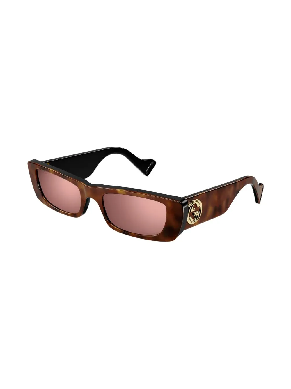 Shop Gucci Interlocking G Rectangle-frame Sunglasses In Brown