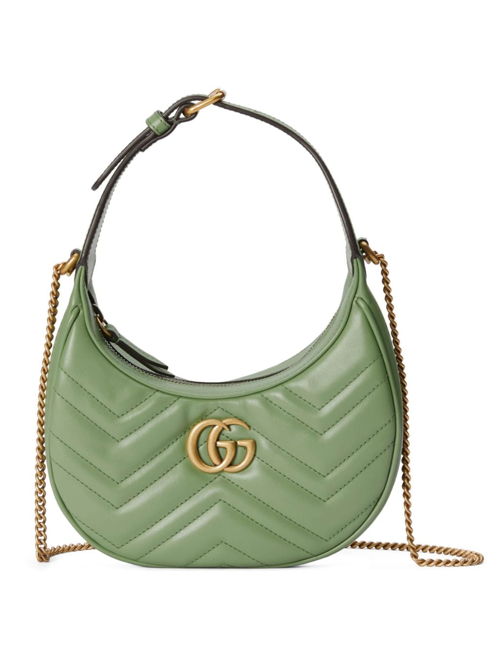 Gucci Gg Marmont Half-moon Shaped Mini Bag In Green