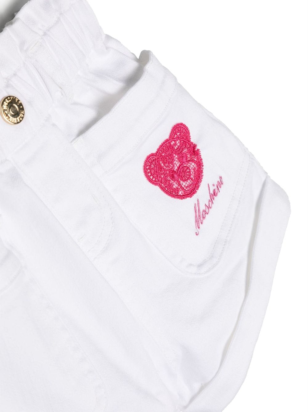 Shop Moschino Teddy-bear Ruched Shorts In White