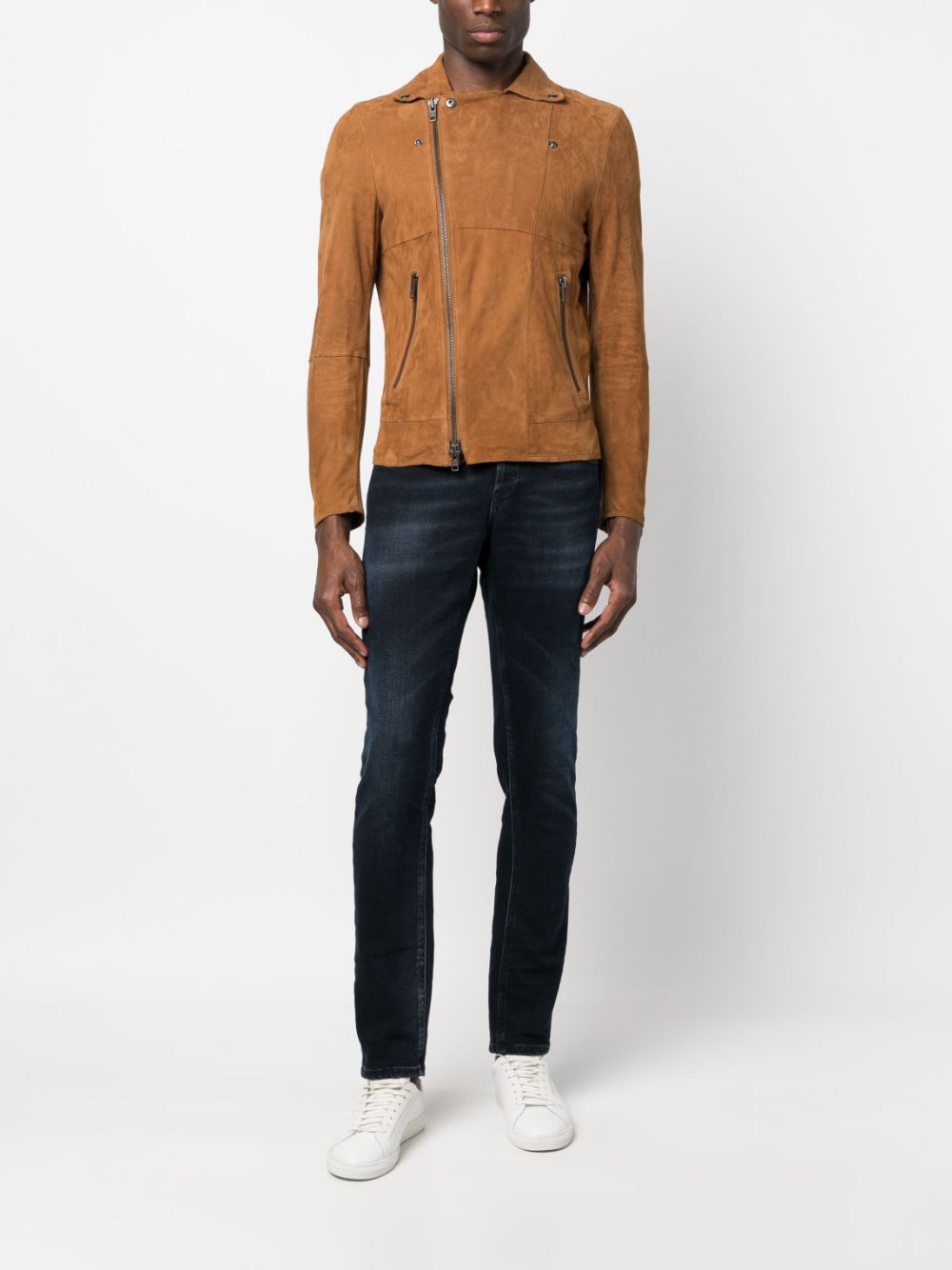 Cenere GB zipped suede jacket - Bruin