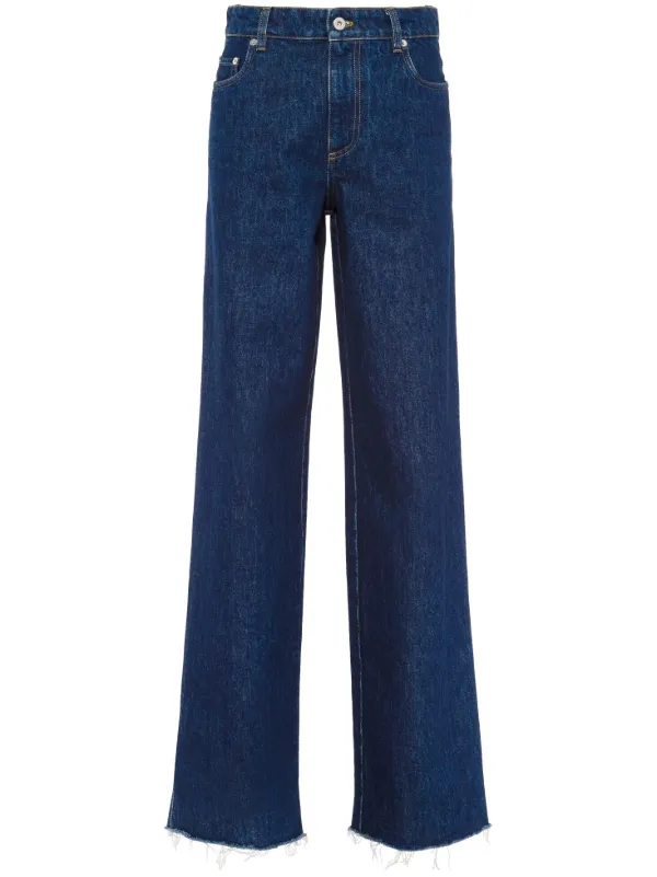 Miu Miu raw-cut straight-leg Jeans | Blue | FARFETCH