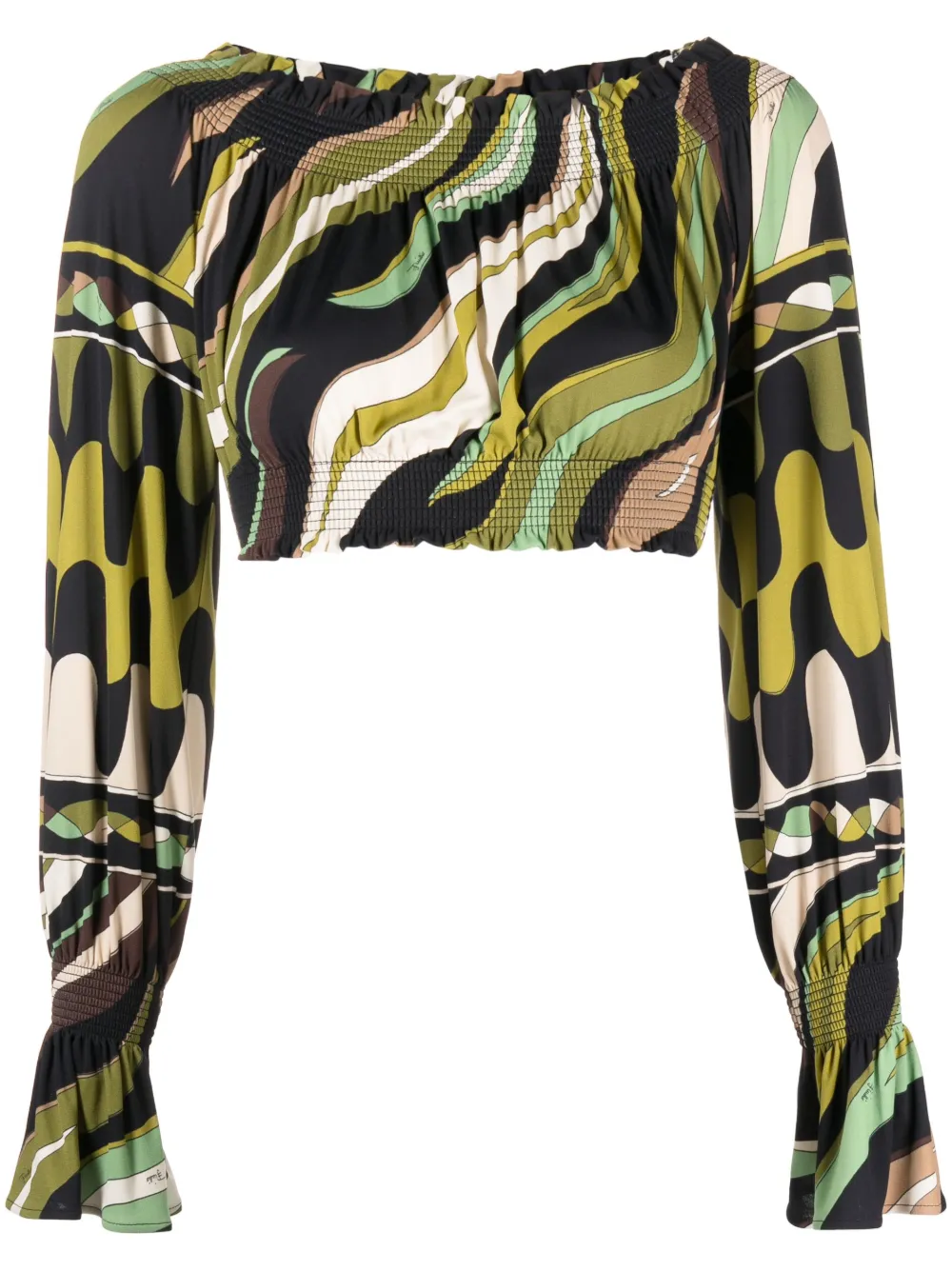 PUCCI Fiamme-print crop top - Black