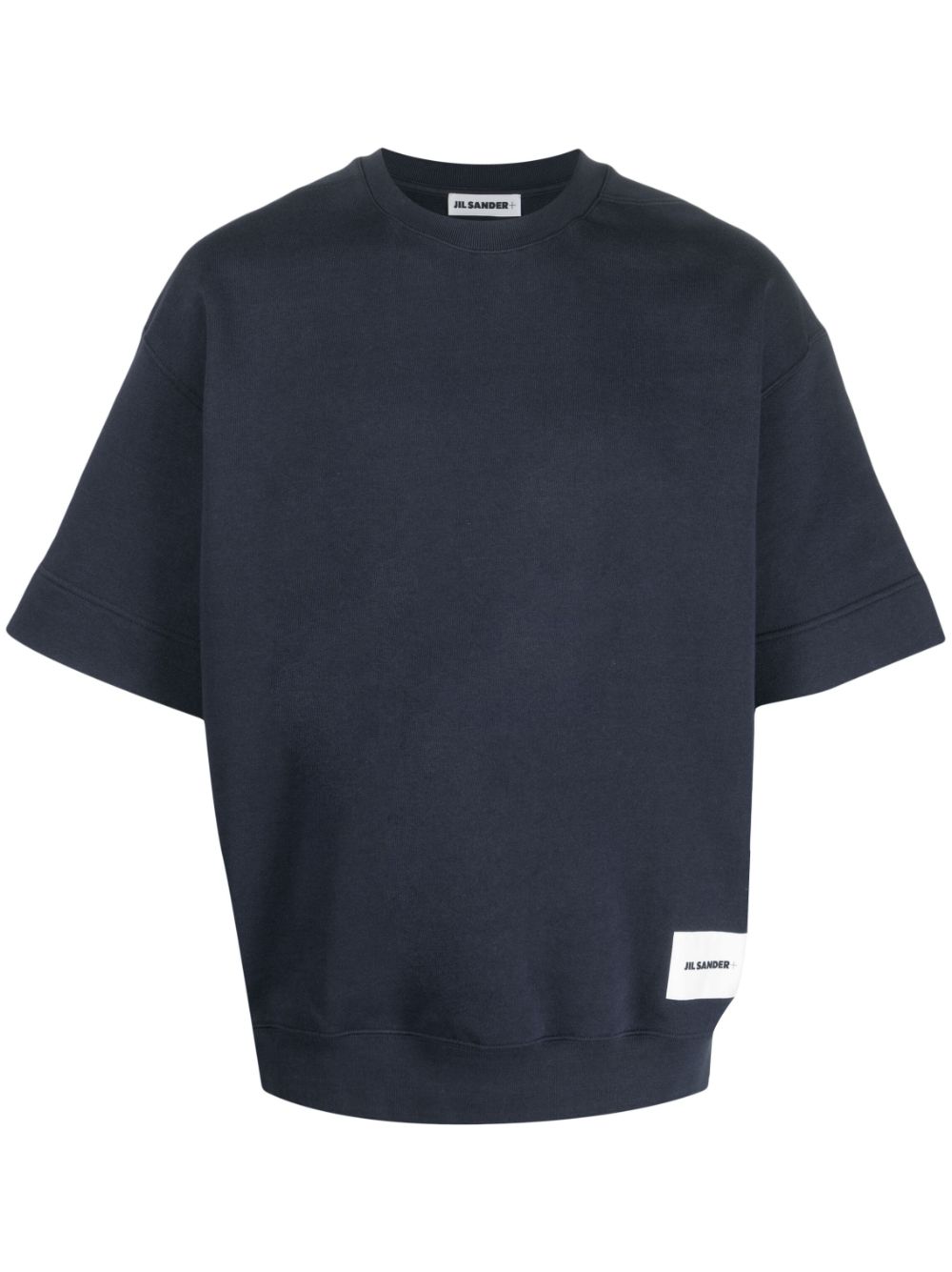 Jil Sander Logo-patch Short-sleeve Sweatshirt In 402 - Midnight