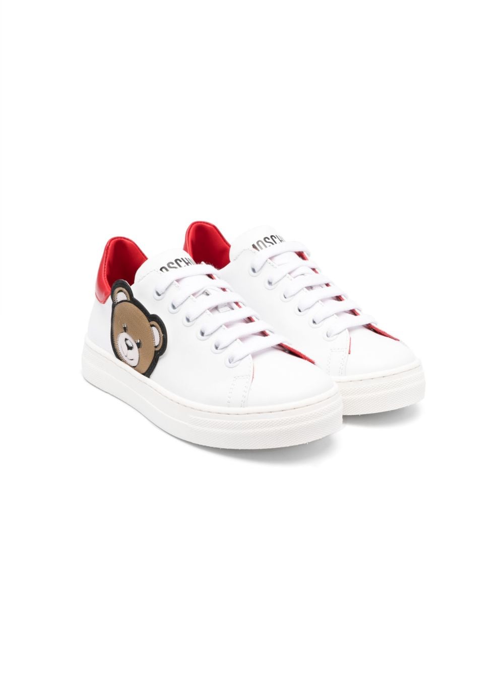 Moschino Kids' Teddy Bear-patch Sneakers In White