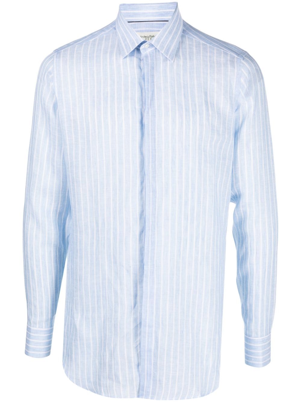 Tintoria Mattei Striped Button-up Linen Shirt In Blue