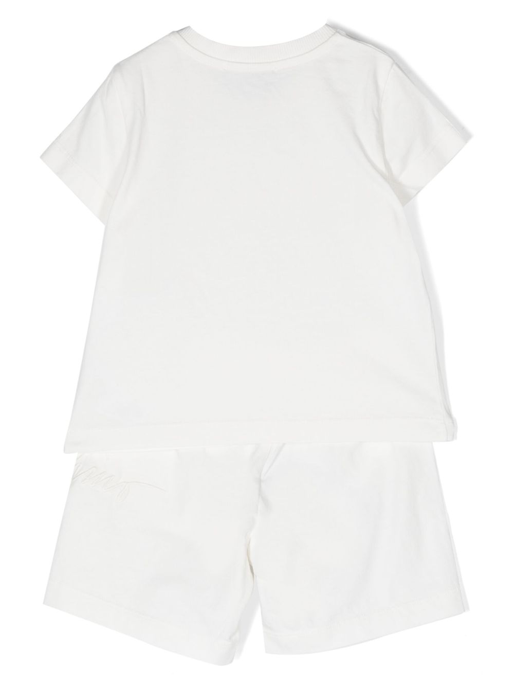 Moschino Kids T-shirt en shorts met geborduurd logo - Wit