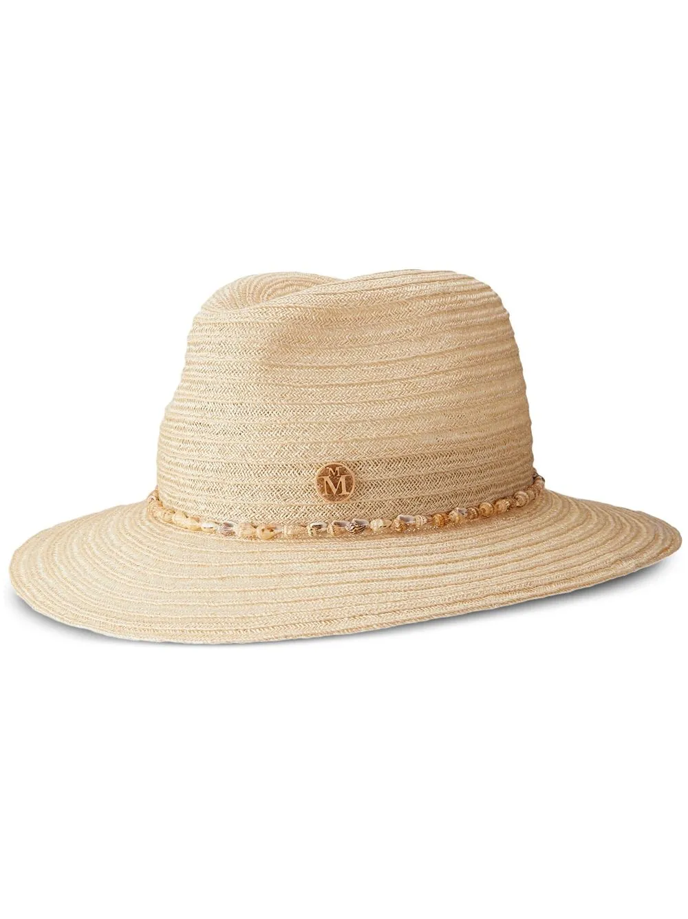 Maison Michel Henrietta Shell-embellished Straw Fedora In Neutrals