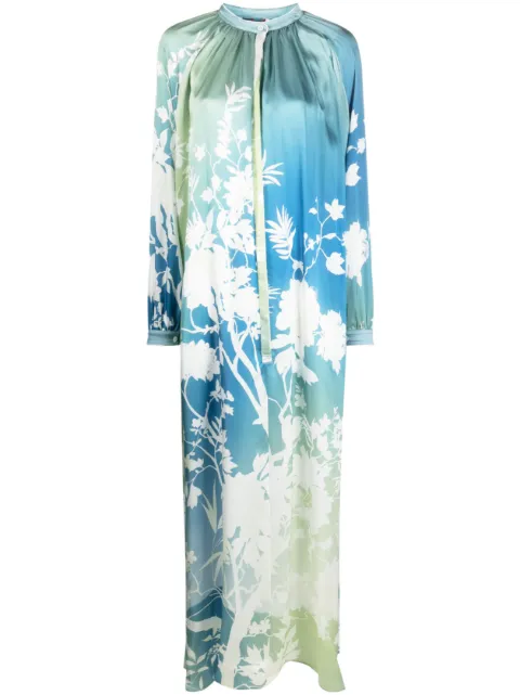 F.R.S For Restless Sleepers floral-print long silk dress