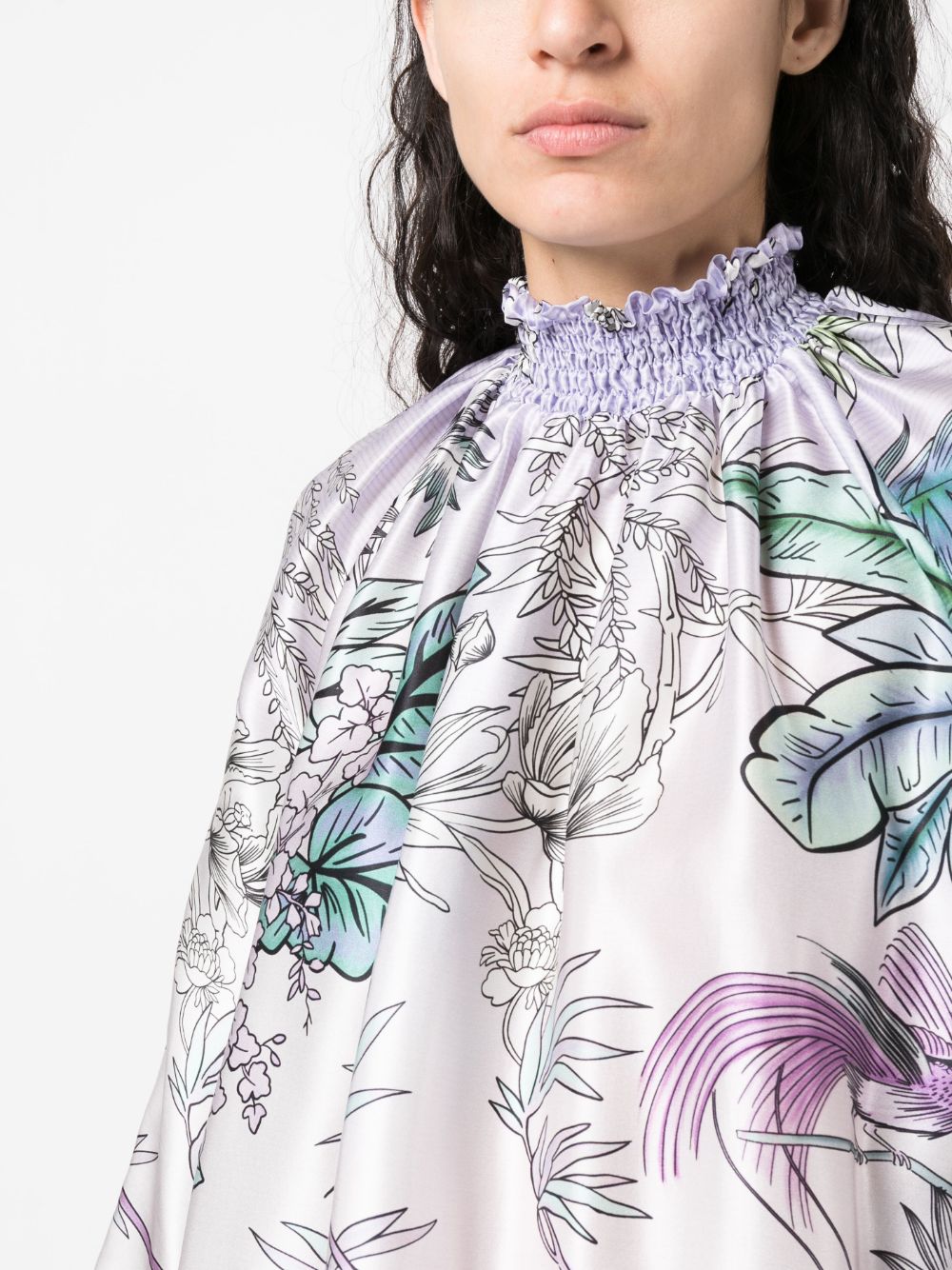 Shop F.r.s For Restless Sleepers Shirred-neck Silk Blouse In Violett