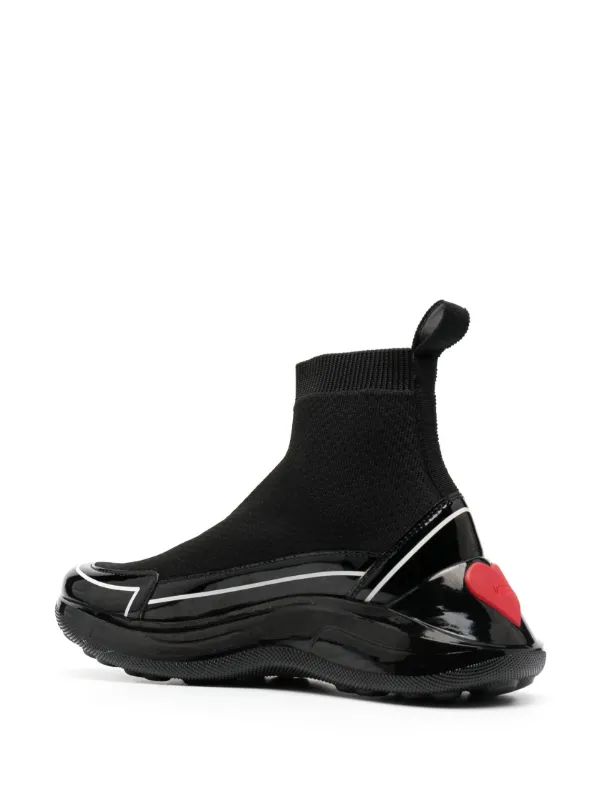 Love Moschino logo-embossed high-top Sneakers | Black | FARFETCH