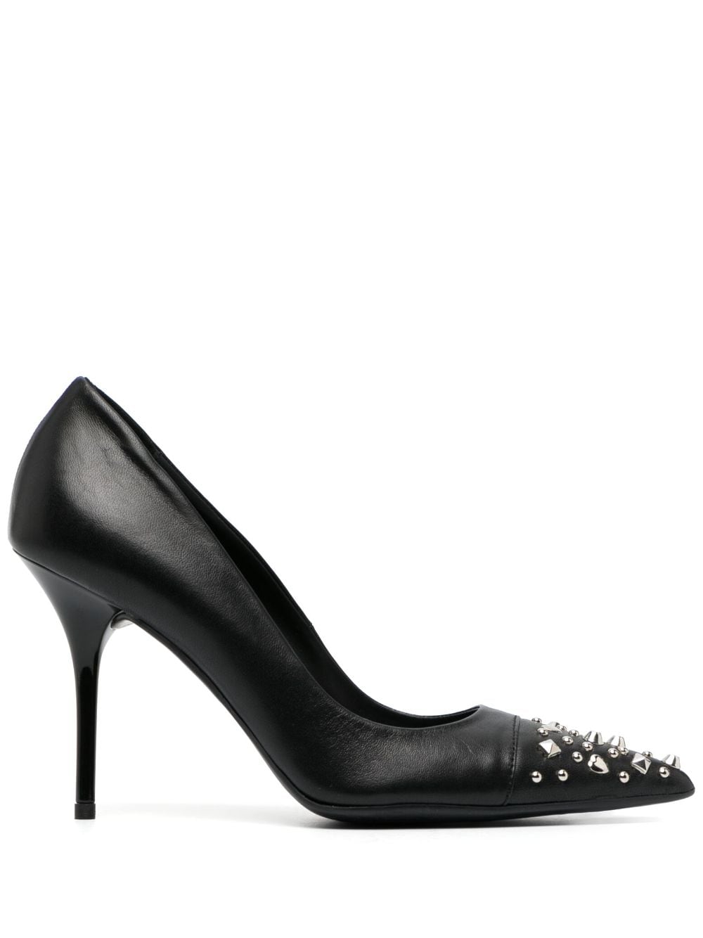 Love Moschino Stud-embellished 100mm Leather Pumps In Black