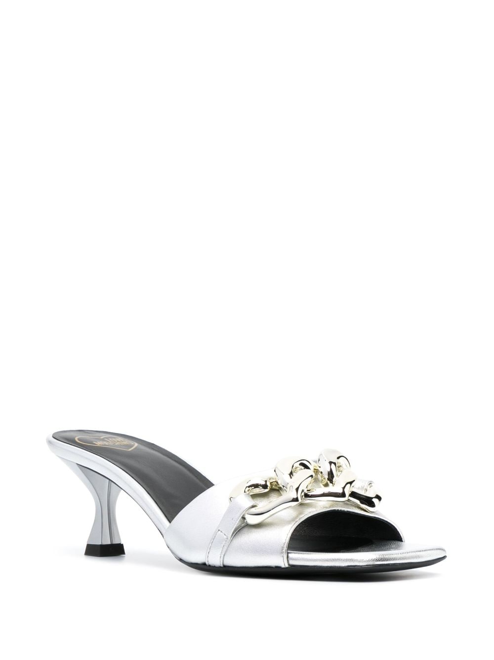 Love Moschino heart-chain 65mm Metallic Mules - Farfetch