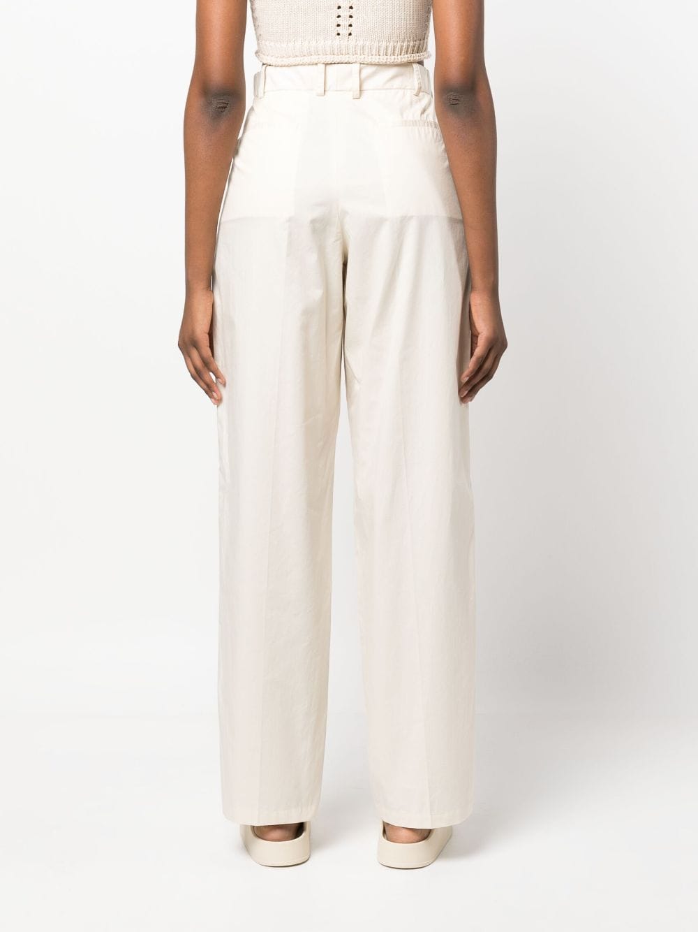 Shop Joseph High-waisted Cotton Trousers In White