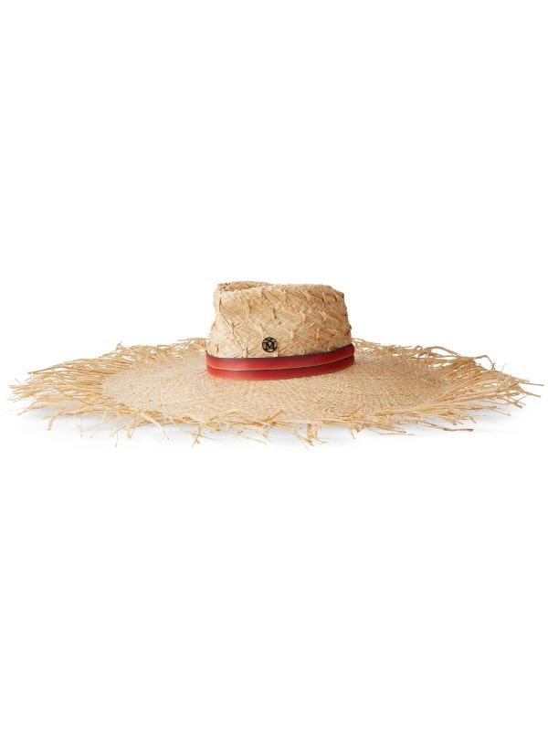 Saint Laurent frayed straw sun hat