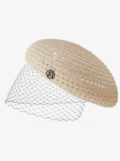 Maison Michel Emily veil-embellished knitted berret