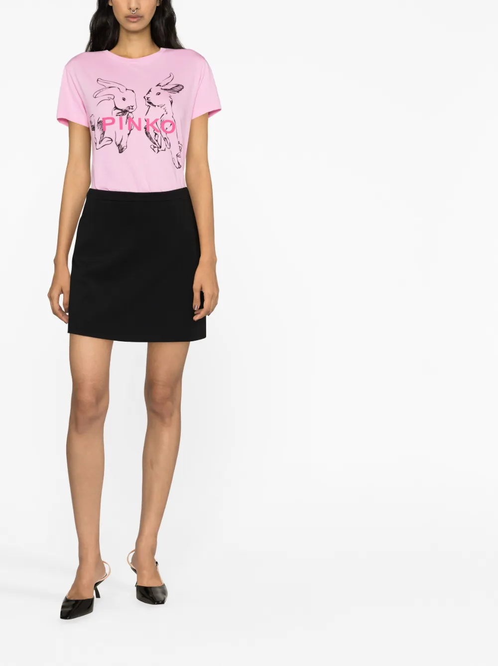 Pinko Logo-print Cotton T-shirt In Rosa