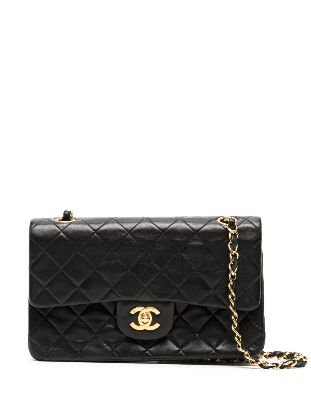 Pre-owned Chanel 1991-1994 Small Double Flap Shoulder Bag In Black