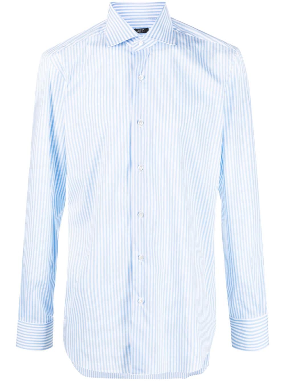 Barba vertical stripe-print stretch-cotton shirt - Blue