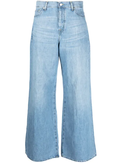 cotton-blend wide-leg jeans