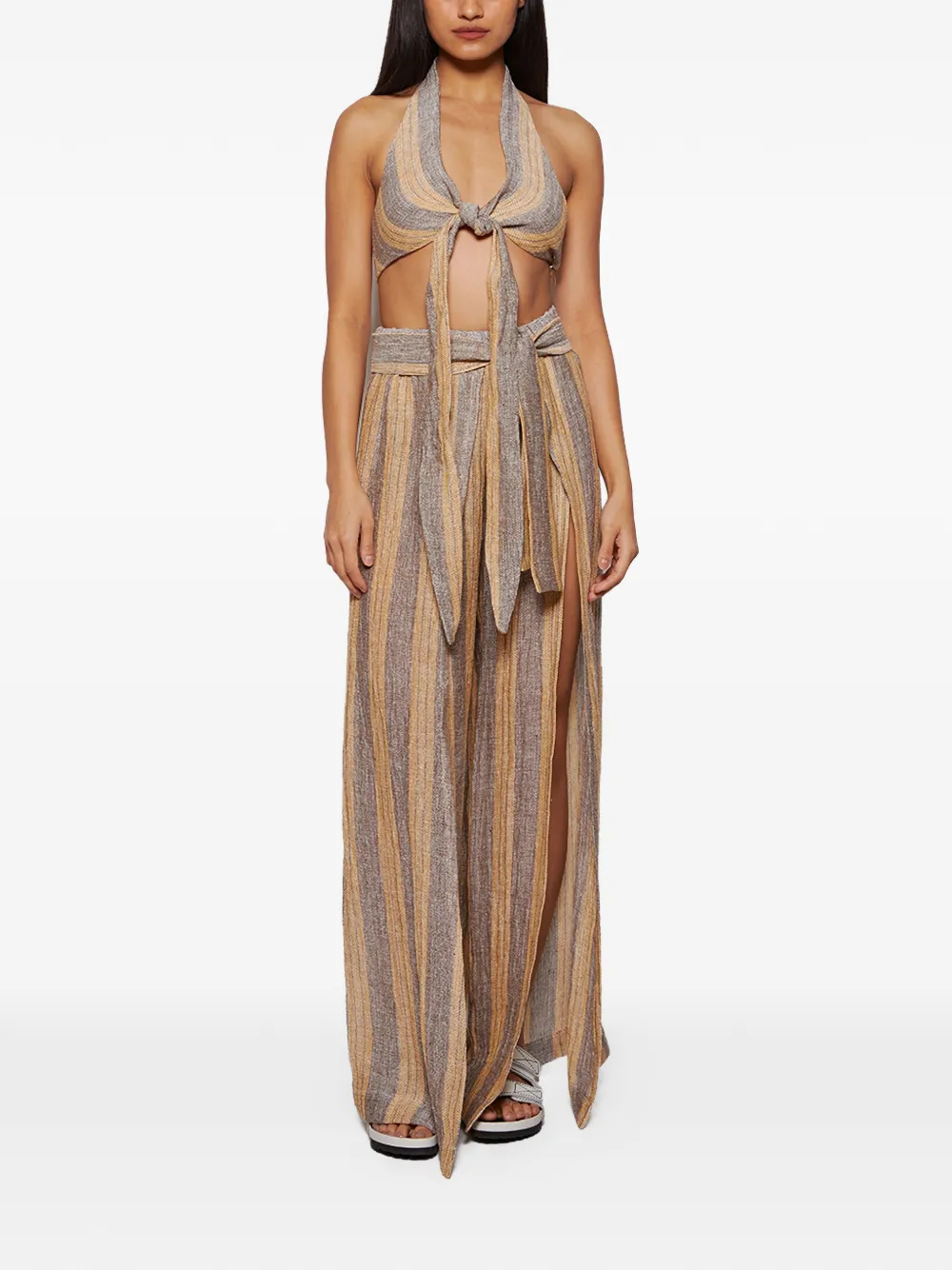 Lisa Marie Fernandez striped wrap trousers - Beige